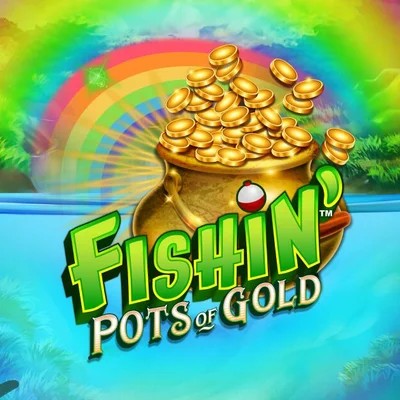 Fishin Pots Of Gold slot logo by Gameburger Studios at Spinstein Casino
